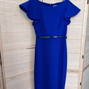 Calvin Klein Royal Blue Midi Dress with Belt